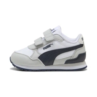 Puma Babies' St Runner V4 Nylon Toddlers' Sneakers In White-new Navy-cool Light Gray