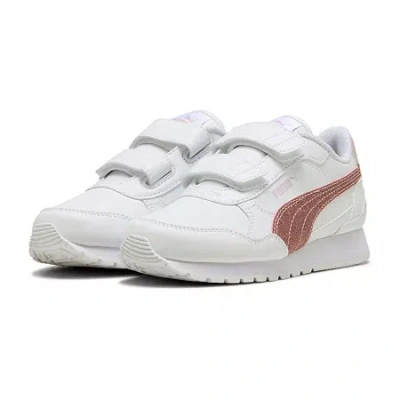 Puma St Runner V4 Sl Glitter Little Kid Girls Sneakers In White