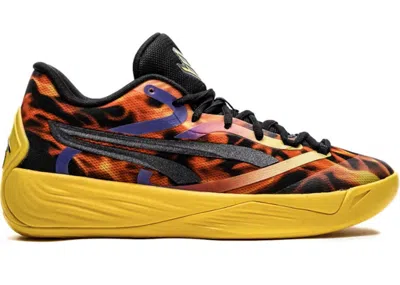 Pre-owned Puma Stewie 2 Fire (women's) Sneakers In Black/pelé Yellow/nrgy Red