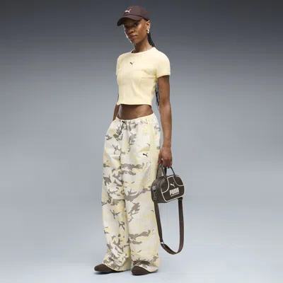 Puma Street Glam Women's Relaxed Camo Pants In Yellow