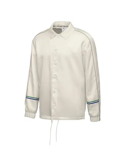 Puma Striped-detail Jacket In Neutral