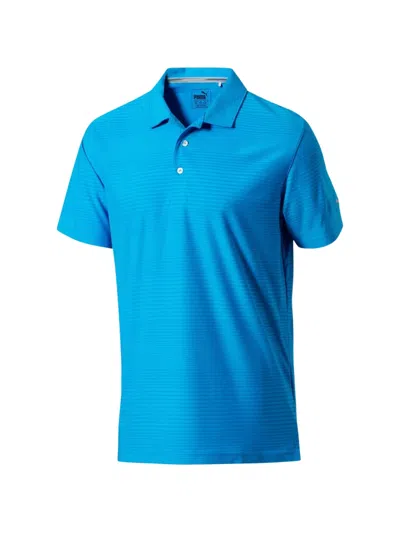 Puma Striped Polo Shirt In Blue
