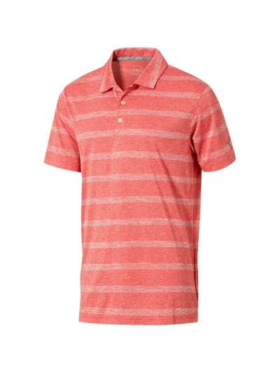 Puma Striped Polo Shirt In Red