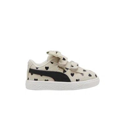 Pre-owned Puma Suede Classic Re-bow Velcro Toddler 'hearts - Alpine Snow Black' | Cream | Infant Size 9