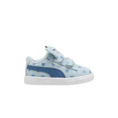 Pre-owned Puma Suede Classic Re-bow Velcro Toddler 'hearts - Frosted Dew' | Teal | Infant Size 9
