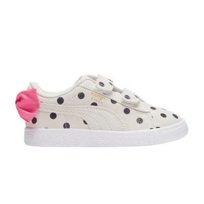 Pre-owned Puma Suede Light Flex Bow Graphic 5 Little Kid 'marshmallow Polka Dots' | Cream | Kid's Size 3.5 In White