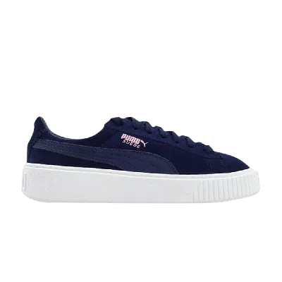 Pre-owned Puma Suede Platform Jr 'peacoat' In Blue