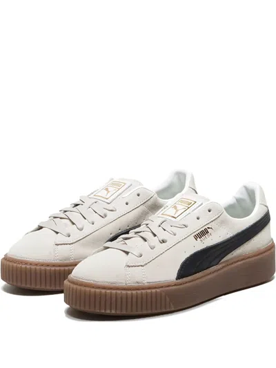 Puma Suede Platform Sneakers In White