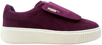 Pre-owned Puma Suede Platform Strap (women's) Sneakers In Deep Purple Marshmallow