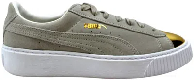 Pre-owned Puma Suede Platform (women's) Sneakers In Gold/star White  White