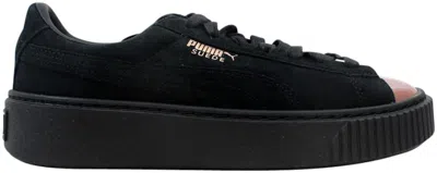Pre-owned Puma Suede Platform (women's) Sneakers In Rose Gold/ Black