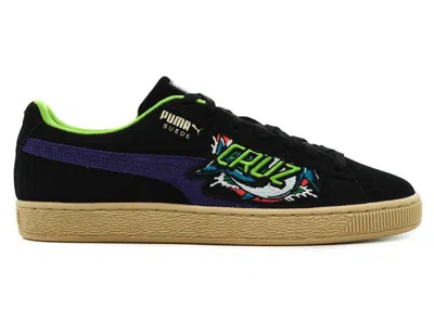Pre-owned Puma Suede Santa Cruz Shark Sneakers In  Black/green Flash/deep Wisteria