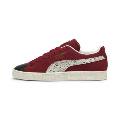 Puma Suede Split Sneakers In Intense Red-frosted Ivory