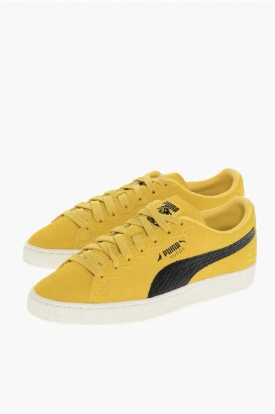 PUMA SUEDE STAPLE LOW-TOP SNEAKERS WITH SNAKE EFFECT LOGO