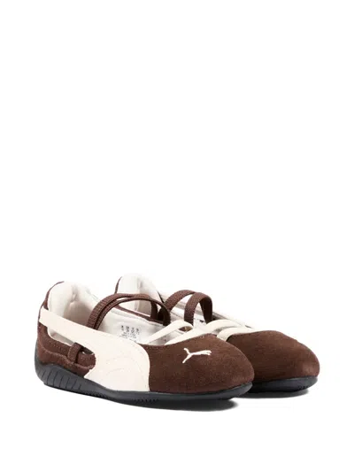 Puma Suede Strap Ballerina Shoes In Brown