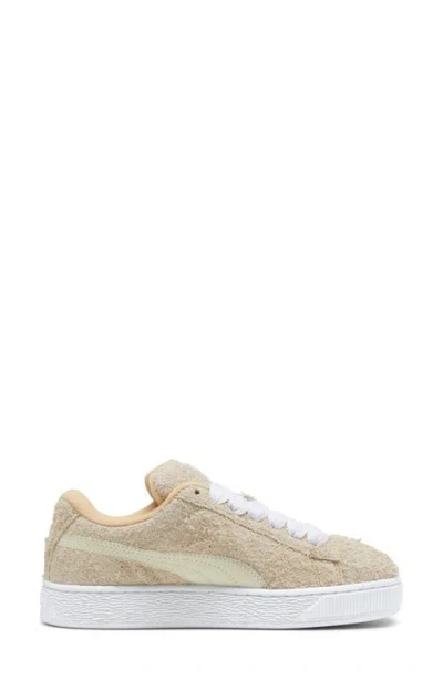 Puma Suede Xl Hairy Sneaker In Alpine Snow- White