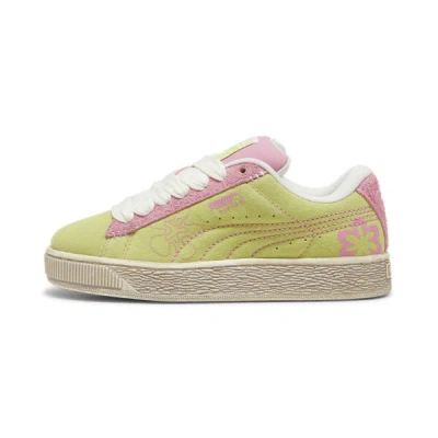 Puma Suede Xl Skater Bloom Big Kids' Sneakers In Lime Sheen-mauved Out