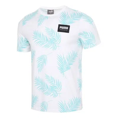 Puma Summer Court All Over Print Short Sleeve T-shirt 'blue' In White