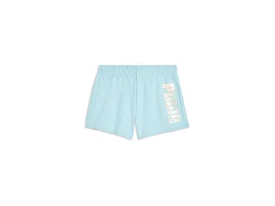 Puma Summer Daze French Terry Shorts (big Kid) Girl's Shorts Turquoise: Lg (14-16 Big Kid) 3 In Blue