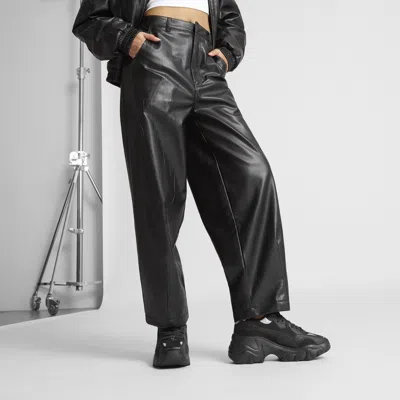 Puma Super  Pleather Pants In Black
