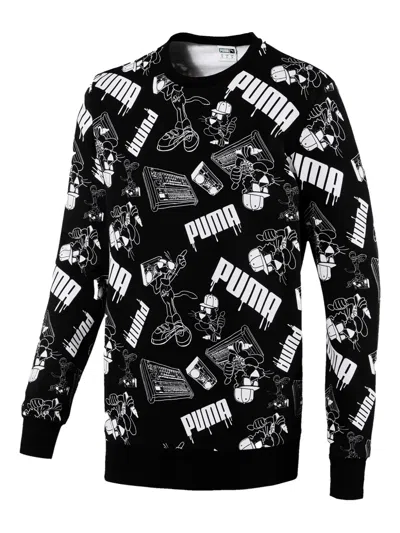 Puma Super  Sound Aop Graphic-print T-shirt In Black