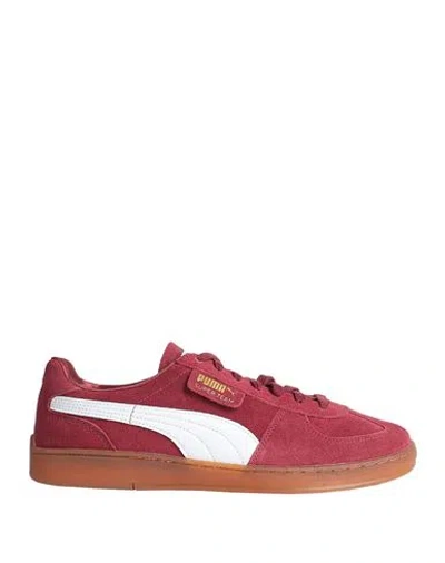 Puma Super Team Suede Man Sneakers Garnet Size 9 Cowhide In Red