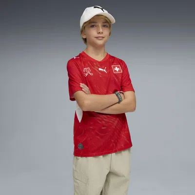 Puma Switzerland Home Big Kids' Soccer Jersey In Burgundy