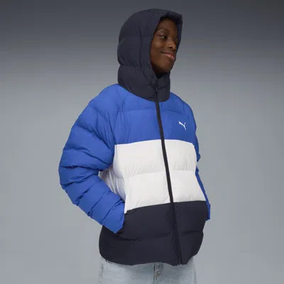 Puma Kids' Synthetic Hooded Puffer Jckt Youth Jacket In Blue