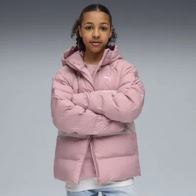 Puma Kids' Synthetic Hooded Puffer Jckt Youth Jacket In Pink