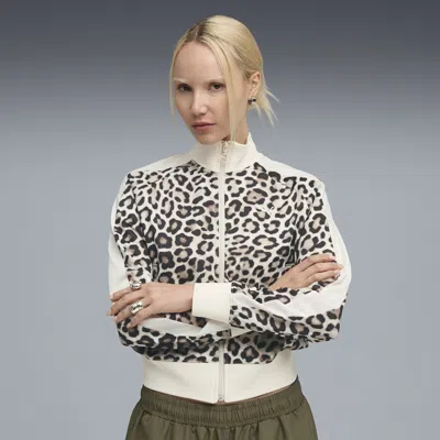 Puma T7 Leo Luxe Women's All-over Print Short Track Jacket In White