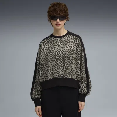 Puma T7 Leo Oversized Crew Sweatshirt Women In Black