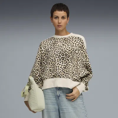 Puma T7 Leo Oversized Crew Sweatshirt Women In White