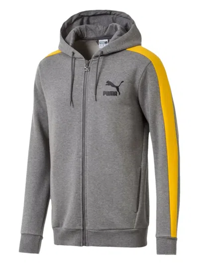 Puma T7 Logo Full-zip Hoodie In Gray