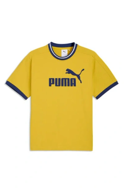 Puma T7 Logo Ringer T-shirt In Yellow