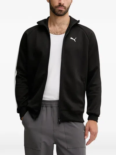 Puma T7 Logo-embroidered Panelled Jacket In Black