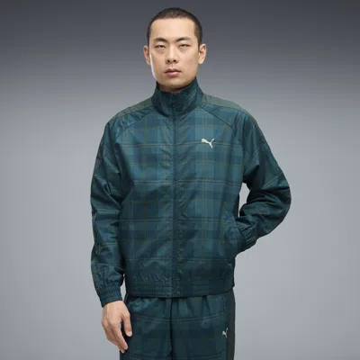 Puma T7 Men's Relaxed Tartan T7 Track Jacket In Green