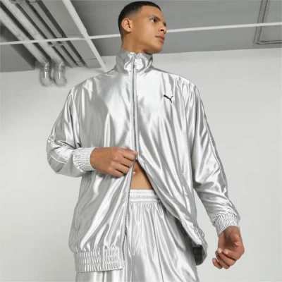 Puma T7 Metallic Men's Track Jacket In Cool Light Gray