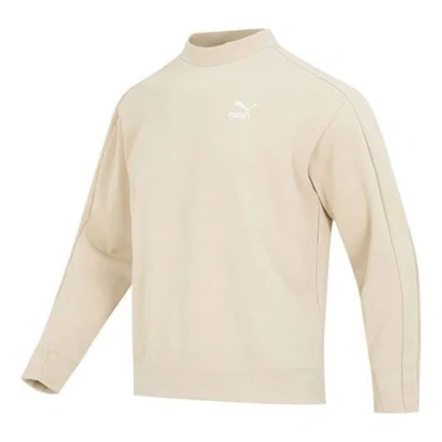Puma T7 Mock Neck Crew Dk 'beige' In Neutral