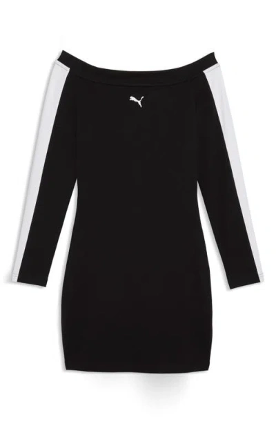 Puma T7 Off The Shoulder Bodycon Dress In Black