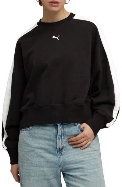 Puma T7 Oversize Crewneck Sweatshirt In Black