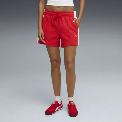 Puma T7 Pintuck 4" Shorts Women Shoes In Red