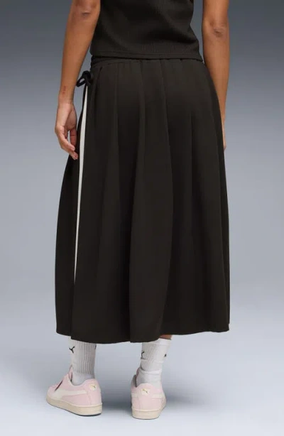 Puma T7 Pleated Midi Skirt In Black