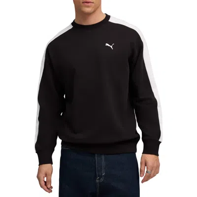 Puma T7 Relaxed Crewneck Sweatshirt In Black