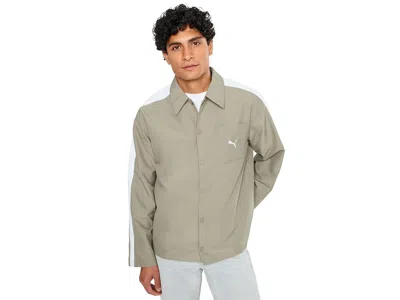 Puma T7 Relaxed Woven Overshirt Men's Clothing Mouse Gray: Sm, Polyester