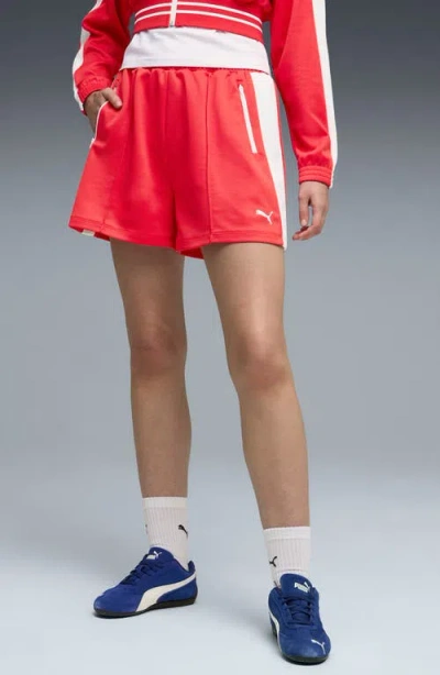 Puma T7 Relzed Pintuck Shorts In Red