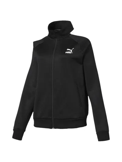 Puma T7 Side-stripe Zip-up Sweatshirt In Black
