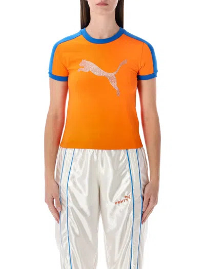 PUMA FENTY X PUMA T7 SLIM-FIT JERSEY TEE WITH RHINESTONE LOGO