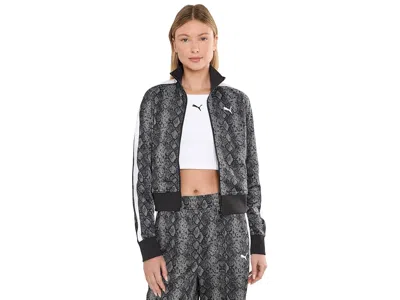 Puma T7 Snake Print Short Track Jacket Women's Jacket  Black: Xl, Polyester In Gray