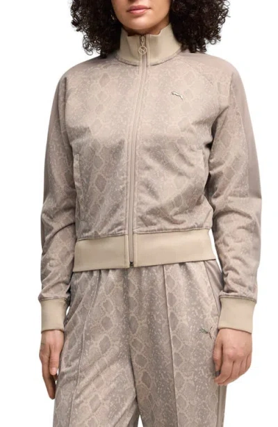 Puma T7 Snake Print Track Jacket In Neutral