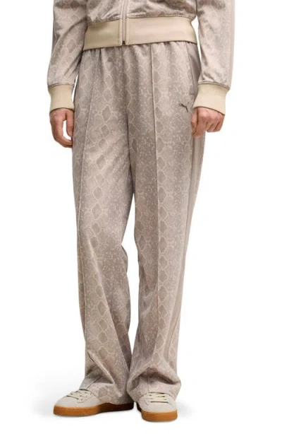 Puma T7 Snake Print Track Pants In Beige